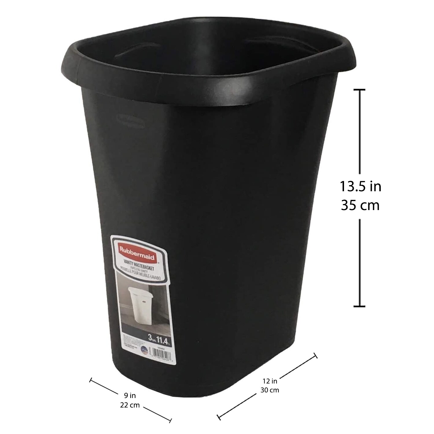 PLASTIC TRASH CAN Rubbermaid Garbage Recycle Waste Bin 7 Gal Black Home Office 