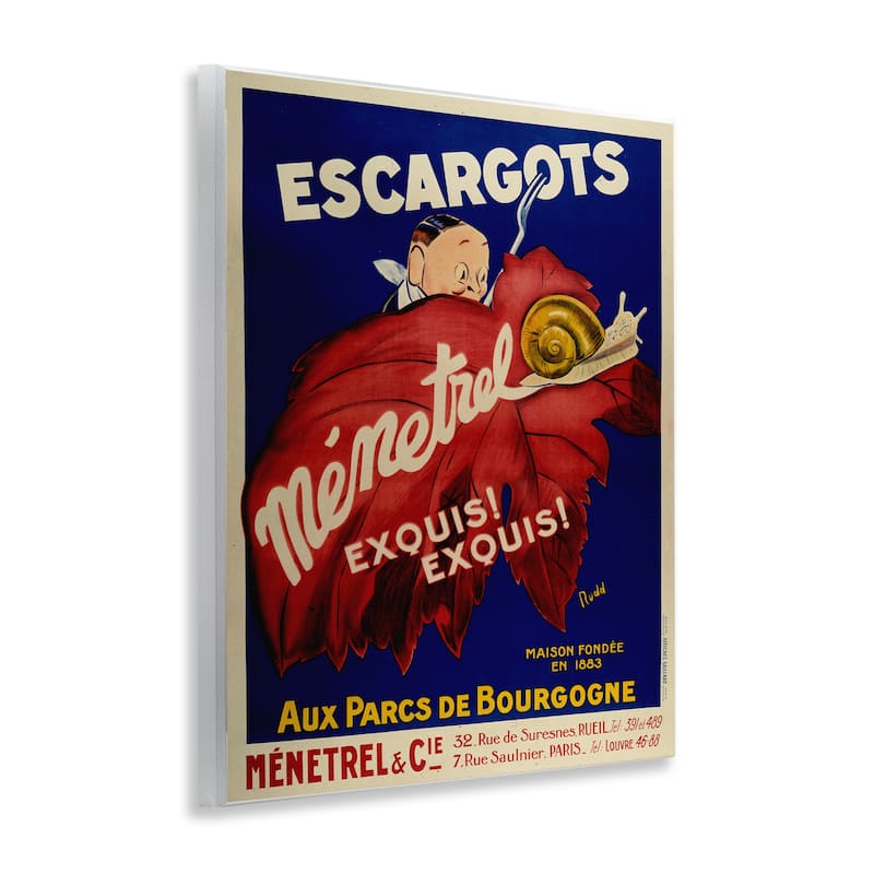 Stupell Vintage Escargots Advertisement Wall Plaque Art Design By Marcus Jules