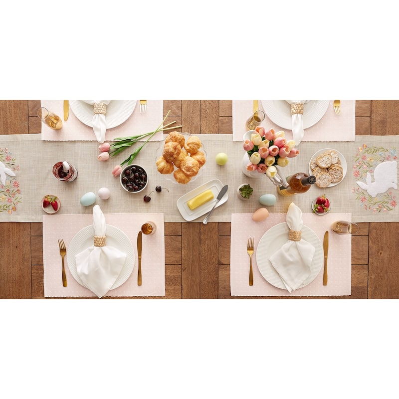 Lavender Fog Dobby Dots Rib Placemat (Set of 6) - 13x10"