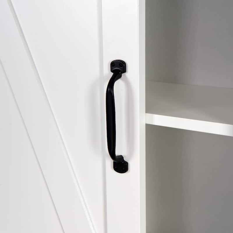 OvertheToilet Storage With Adjustable Shelves and A Barn Door