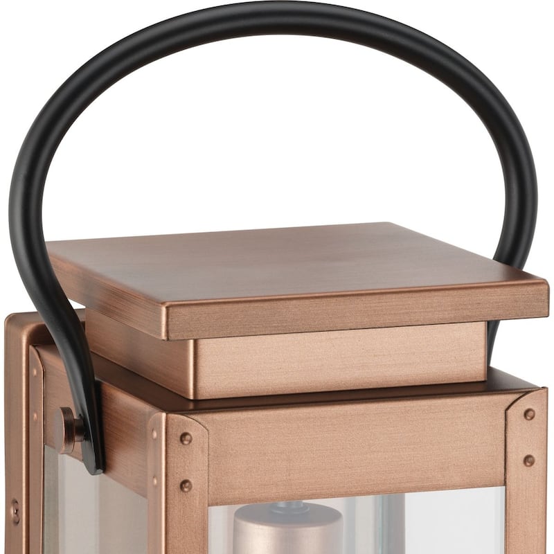 Union Square One-Light Medium Antique Copper Urban Industrial Outdoor Wall Lantern - 7.87 in x 6.5 in x 19.37 in