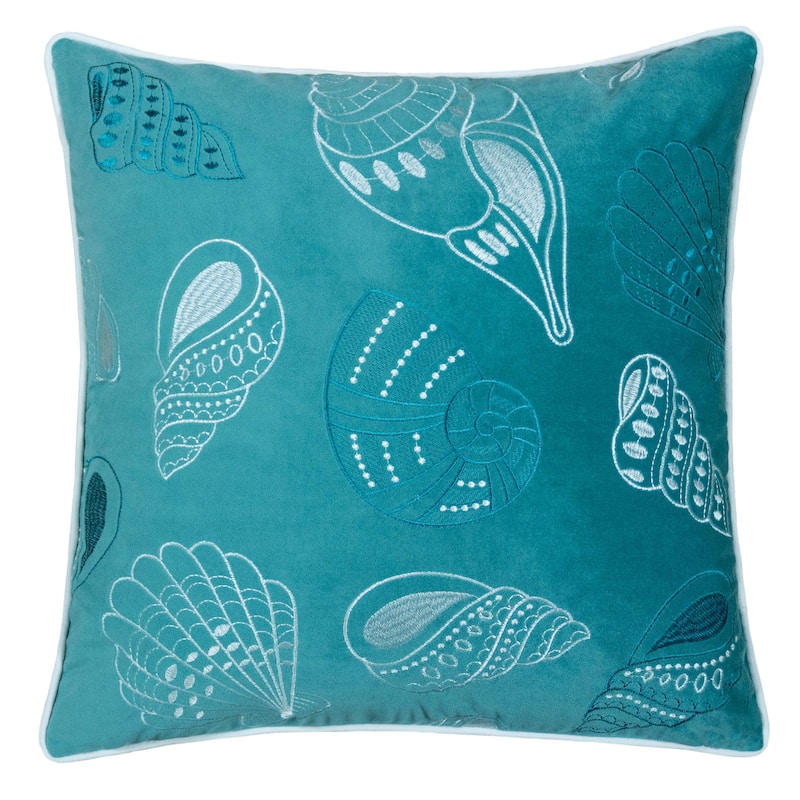 Vincent Nautical & Coastal Fabric Sea Shell Accent Pillows by Porch & Den (Set of 2) - Teal