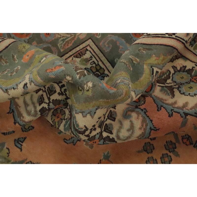 Hand Knotted Oriental 100% Wool Carpet Traditional Floral Oranges & Rust Tabriz Area Rug - 12' 7'' X 9' 6''