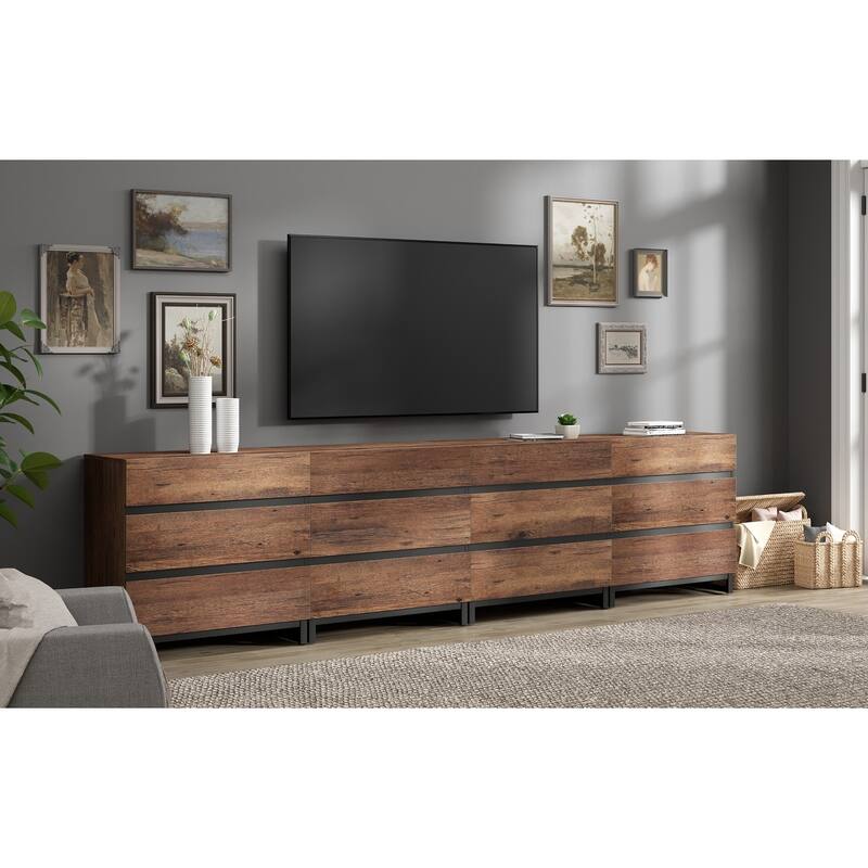 Modern TV Stand for TVs up to 120 inch, 4 in 1 TV Console with 12 Drawers, Media Console Table