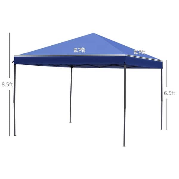 dimension image slide 3 of 4, Outsunny 10' x 10' Heavy Duty Pop Up Canopy with Removable Mesh Sidewall Netting, Easy Setup Design, Outdoor Party Event