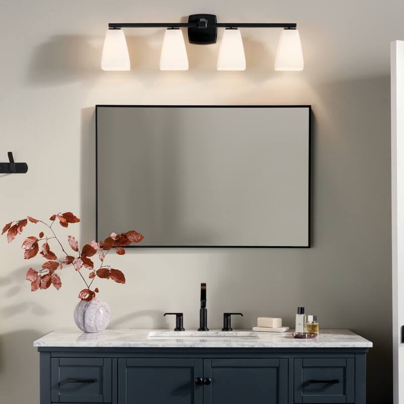 Kichler Lighting Marant 33.25" 4-Light Vanity Light with Opal Glass in Black