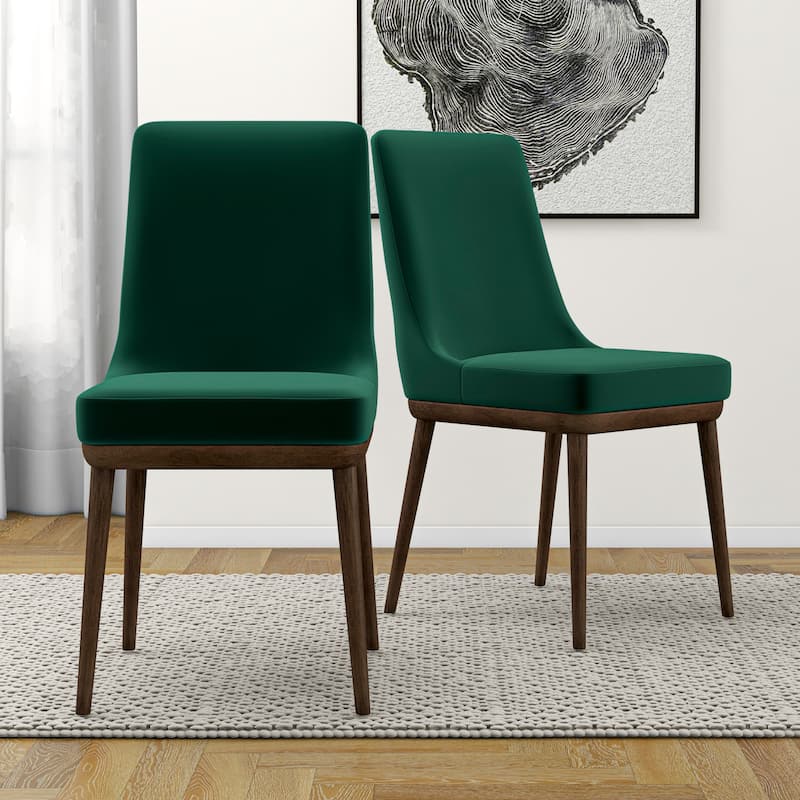 Belladonna Mid-Century Polyester Blend Dining Chair in Green (Set of 2)