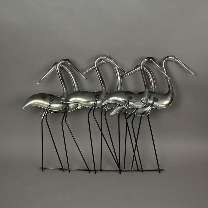 Metal Flock Of Coastal Birds Wall Art Sculpture Hanging Beach Home