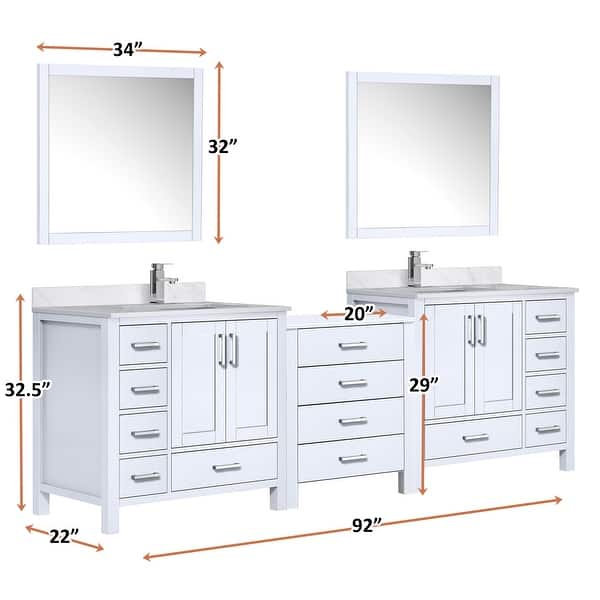 Britney 72 in. W x 22 in. D x 34 in. H Bath Vanity in White with Carrara Marble Top in White with White Double Sinks