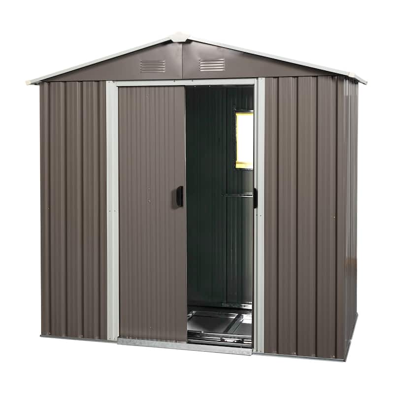 Rust-proof Metal Garden Shed with Lockable Sliding Door, Waterproof Storage Shed Tool Shed, Corrosion-Resistant