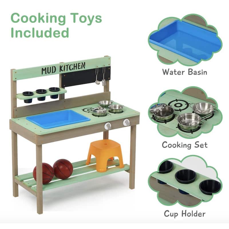 Childrens Mud Kitchen Bench 31.5"L x 15" W x 35" H