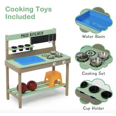 Childrens Mud Kitchen Bench 31.5"L x 15" W x 35" H