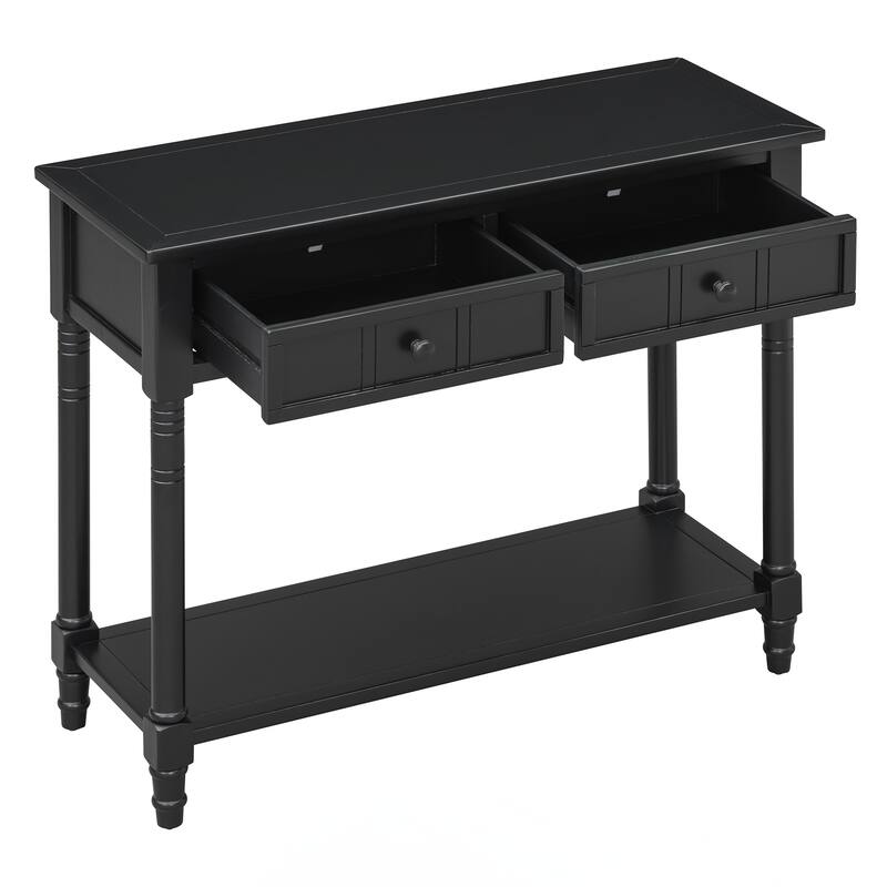 Console Table Traditional Design with Two Drawers and Bottom Shelf