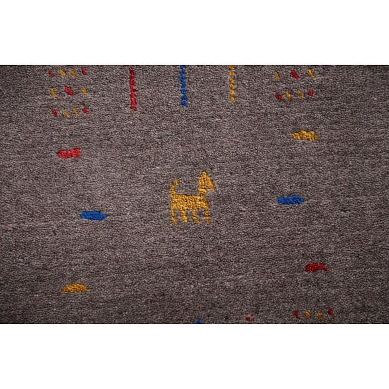 Gray Gabbeh Indian Area Rug Handmade Tribal Wool Carpet - 8'3" x 10'0"