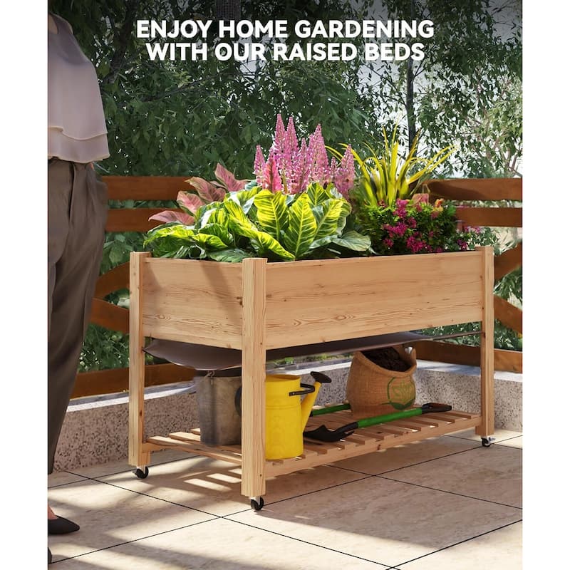 48x24x30in Raised Garden Bed with Wheels, Legs-Enhanced Depth