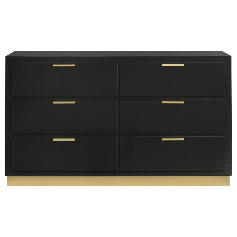6-Drawer Black Dresser with Sleek Modern Styling, Smooth Glide Drawers, and Spacious Storage for Bedroom Needs
