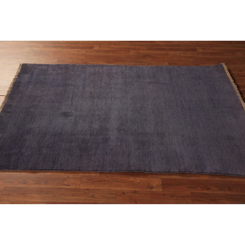 Purple Blue Gabbeh Modern Rug Hand-Knotted Wool Carpet - 3'9" x 5'8"
