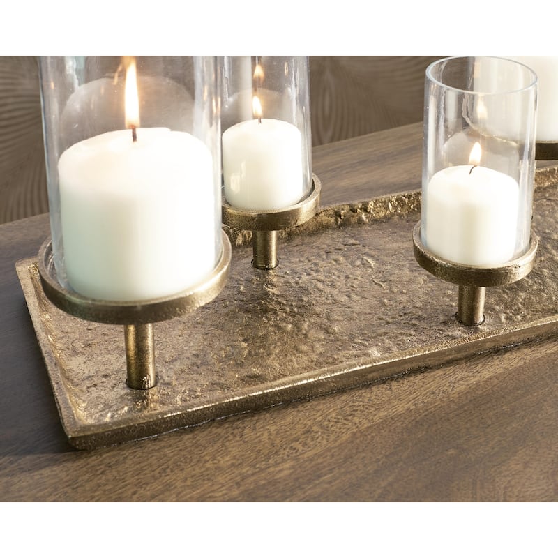 Signature Design by Ashley Wallmond Brown/Clear Candle Holder - 25.88" W x 6.63" D x 8.13" H