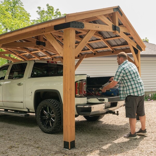Backyard Discovery Norwood 20x12' Cedar Wood Gazebo with Steel