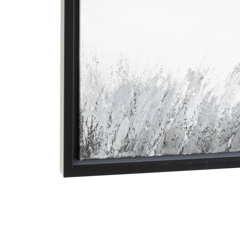 Gray Canvas Neutral Toned Lake Landscape Framed Wall Art with Black Frame