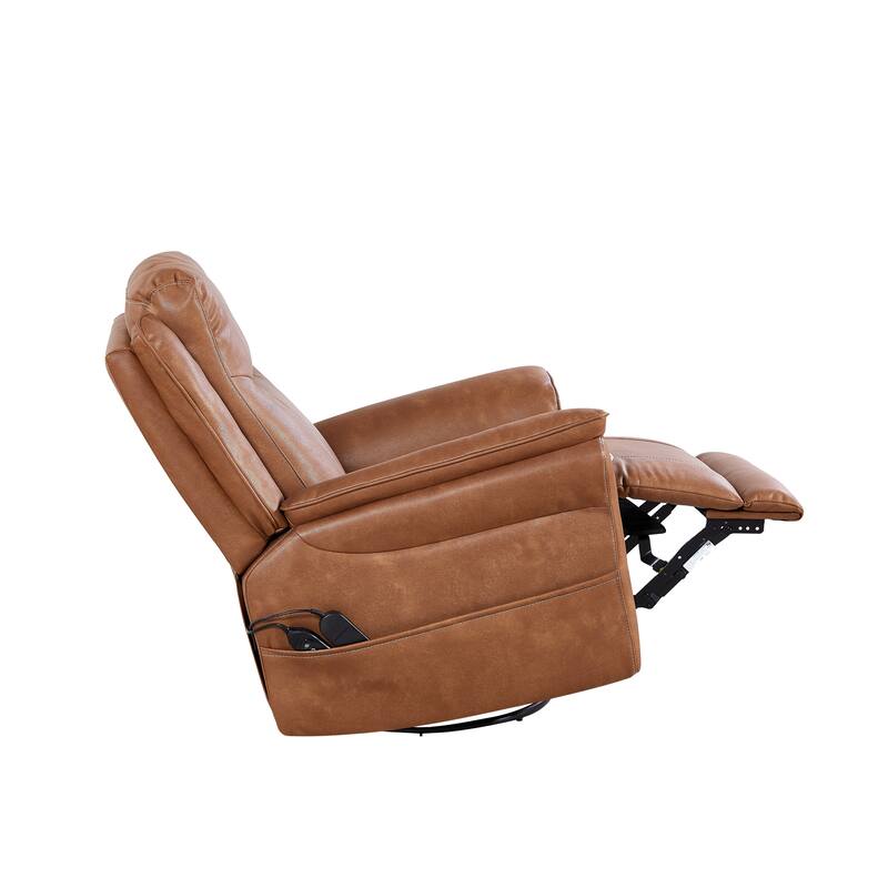 Motor Power Swivel Recliner - 240° Rotation with 8-Point Vibration Massage, Adjustable Lumbar Heat