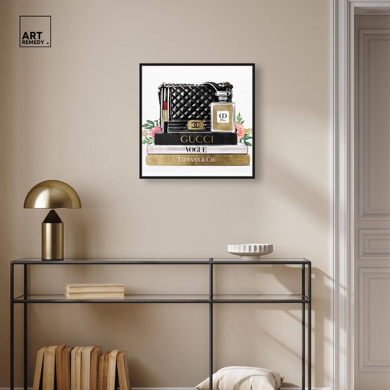 Luxury Paris Handbag and Books Canvas by Art Remedy