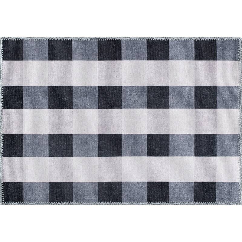 Contemporary Checkered Machine Washable Area Rug