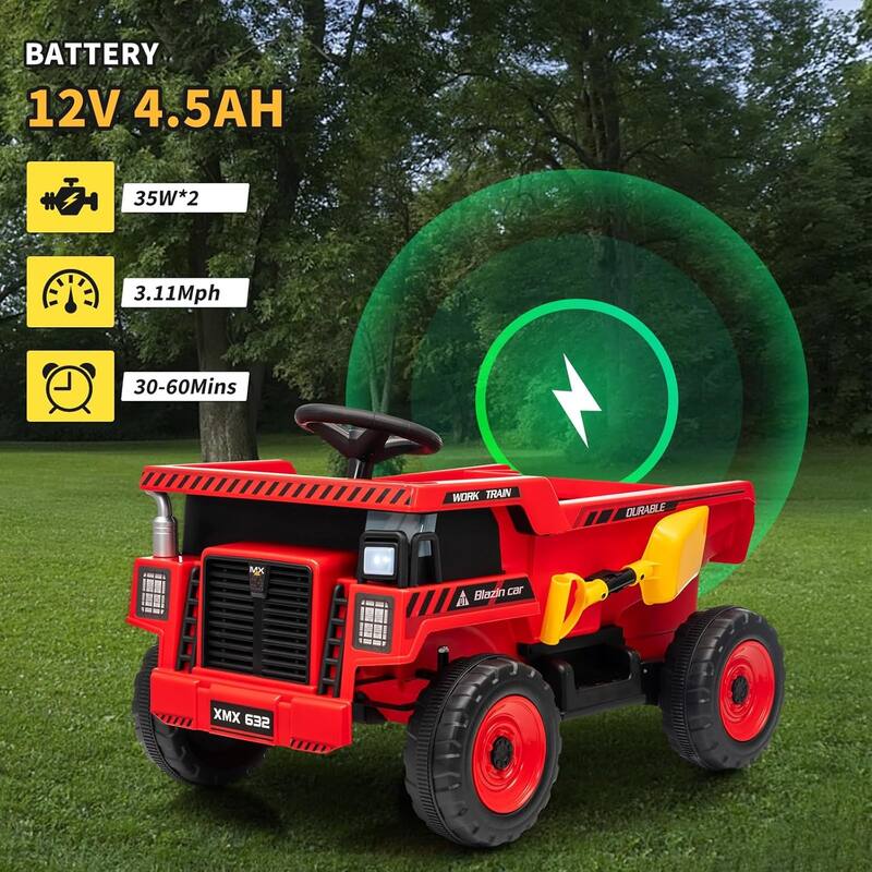 12V Ride On Dump Truck for Kids 4 Wheeler Construction Vehicles with Remote Control for Kids 3-8