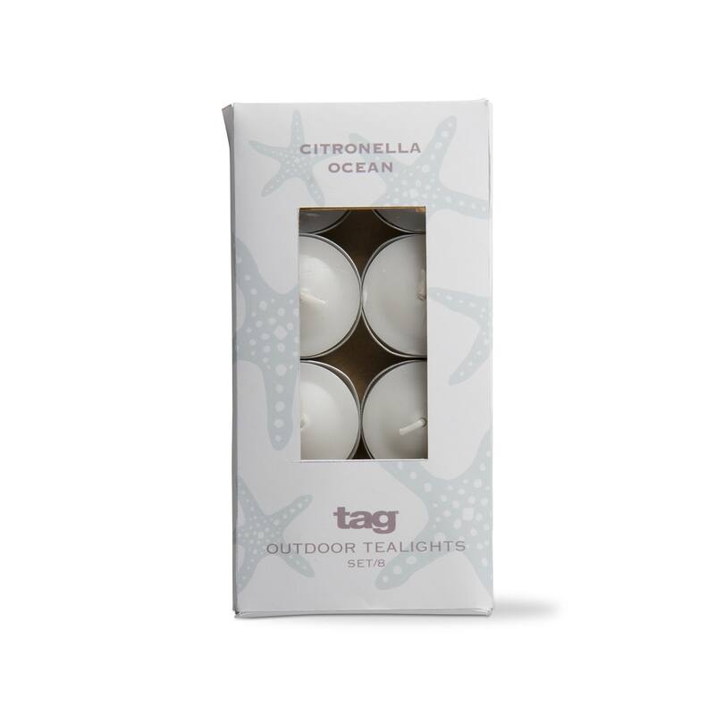 Citro Ocean Tealights Set Of 8 Scented Candles With Notes Of Fresh Aloe Melon And Woody Florals 3Hr Burn Time Home Decor - White