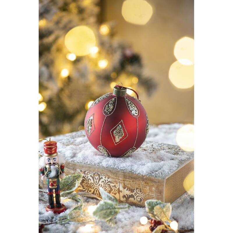 D4.7" Christmas Ball Ornaments, Glass Decorative Hanging Ball Christmas Tree Ornaments for Holiday, Set of 4