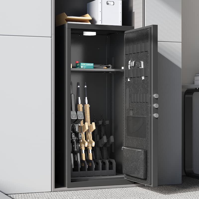 Large Gun Safe with Digital Keypad and Key Lock, Firearm Storage Cabinet