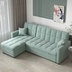 preview thumbnail 1 of 18, 82'' Wide Sectional Couch Pull-Out Sofa Bed with Storage Chaise Green