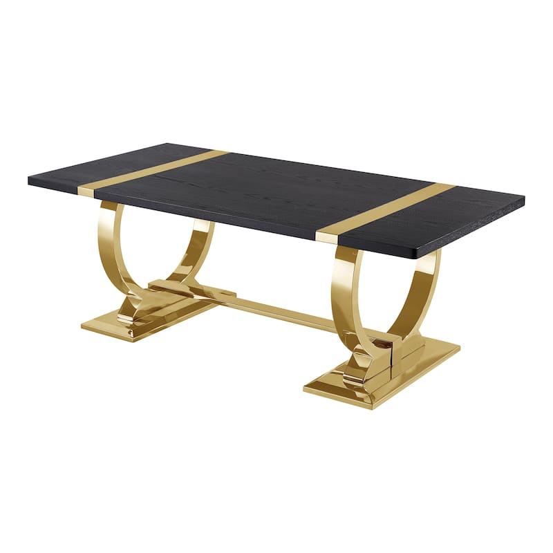 Furniture of America Carra Modern 3-Piece Stainless Steel O-Shaped Trestle Base Coffee Table Set