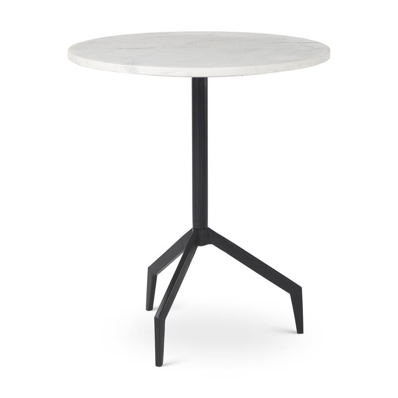HomeRoots 23" White and Black Stone and Metal Tray Table - 22.50 in. x 20.00 in. x 20.00 in.