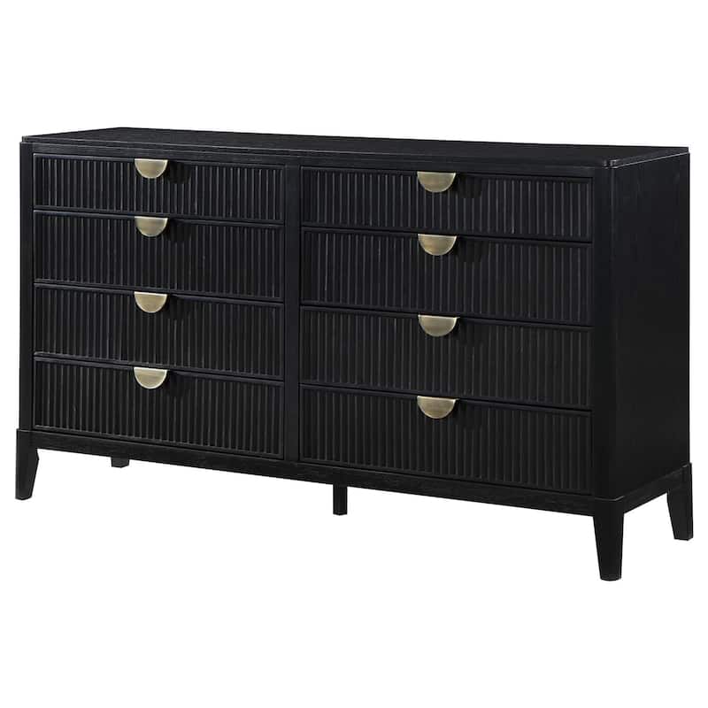 8-Drawer Black Dresser with Sleek Contemporary Look, Wide Smooth Drawers, and Large Bedroom Storage Solution