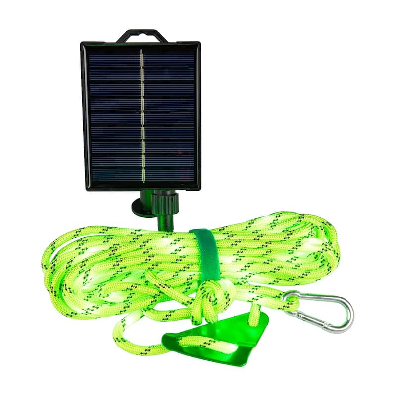 Novelty Lights Solar Paracord Rope, 23ft Green Glow Rope with Remote