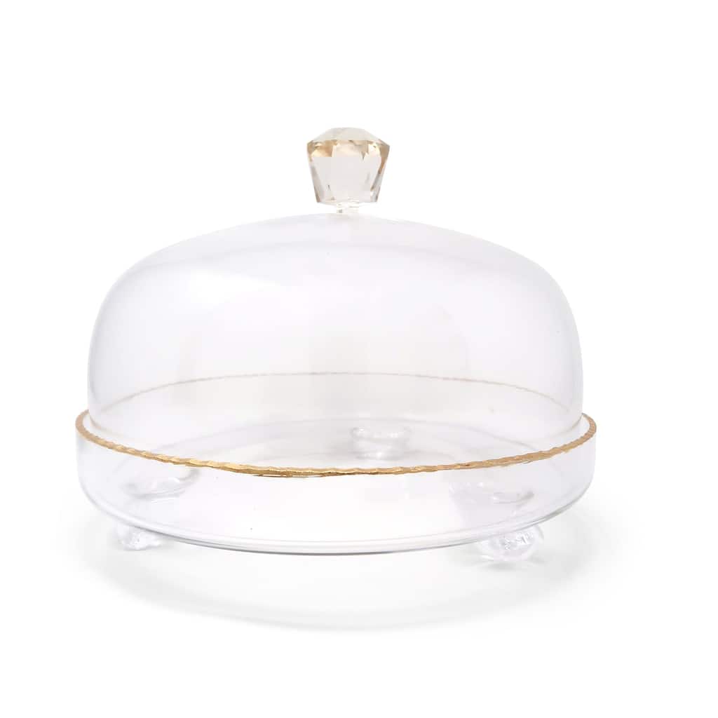 Clear Glass Dome With Amber Crystal Handle
