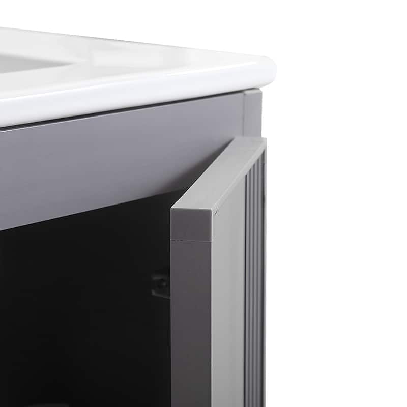 24 in. W x 19 in. D x 16 in. H Wall Mounted Bathroom Vanity with White Ceramic Sink,Soft Close Cabinet Doors