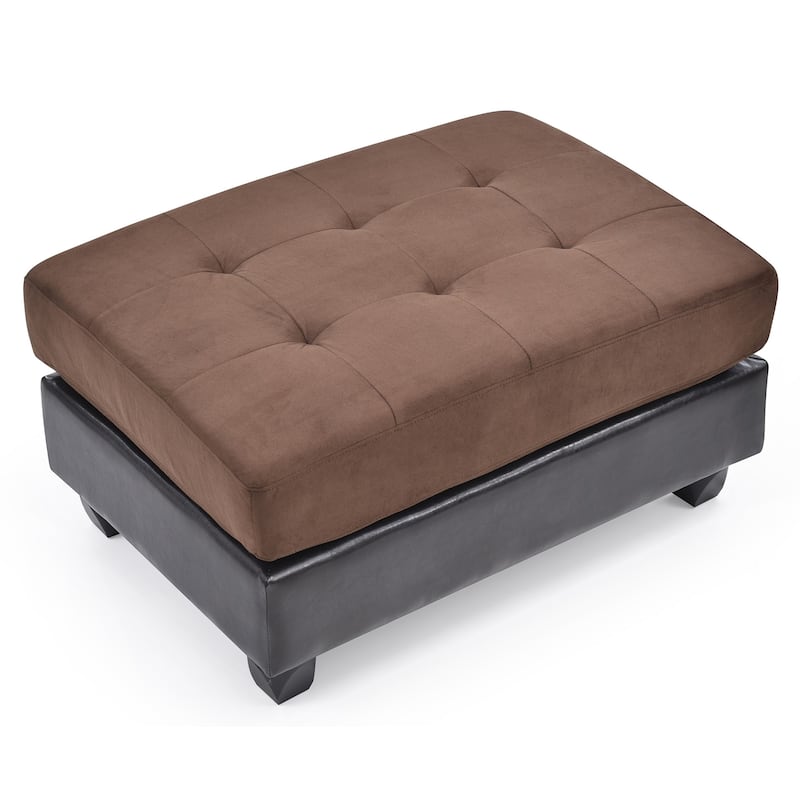 Two Tone Tufted Faux Leather Ottoman - 38" - Brown