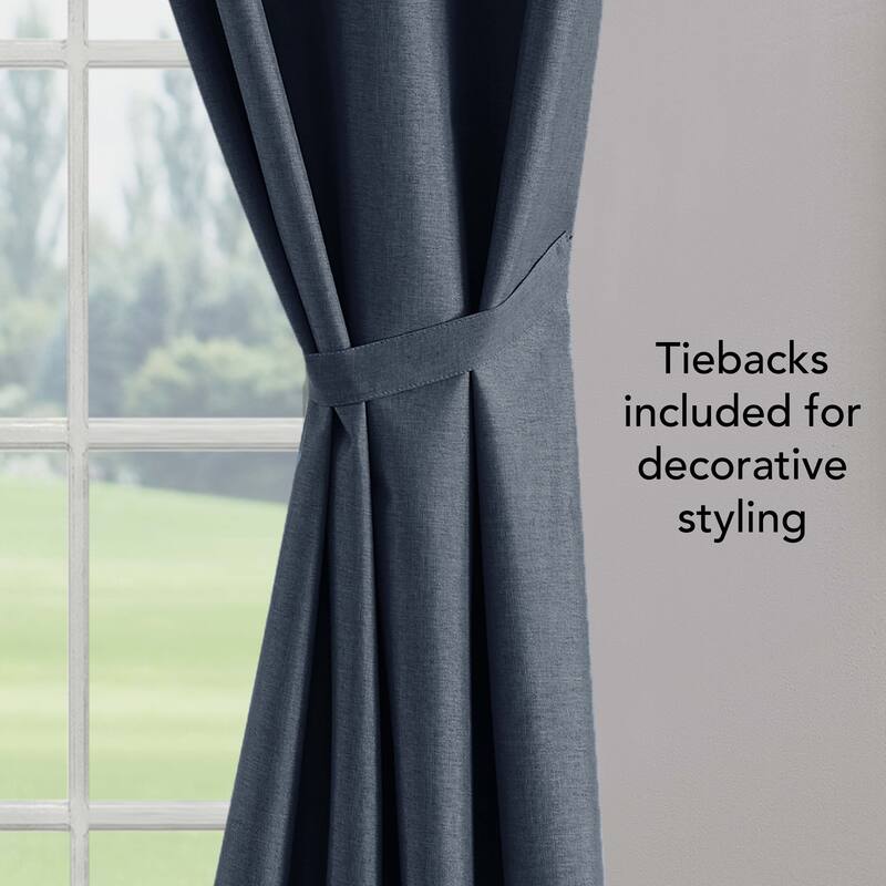 Creative Home Ideas Legrae Blackout Grommet Window Curtain Panel Pair with Tiebacks