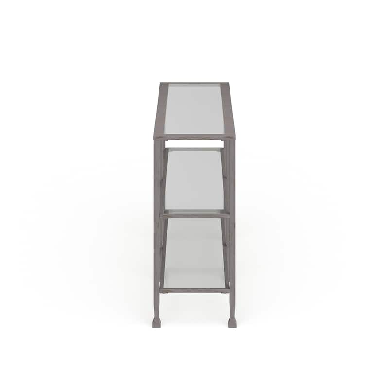 SEI Furniture Glenn Silver Metal and Glass Console Table