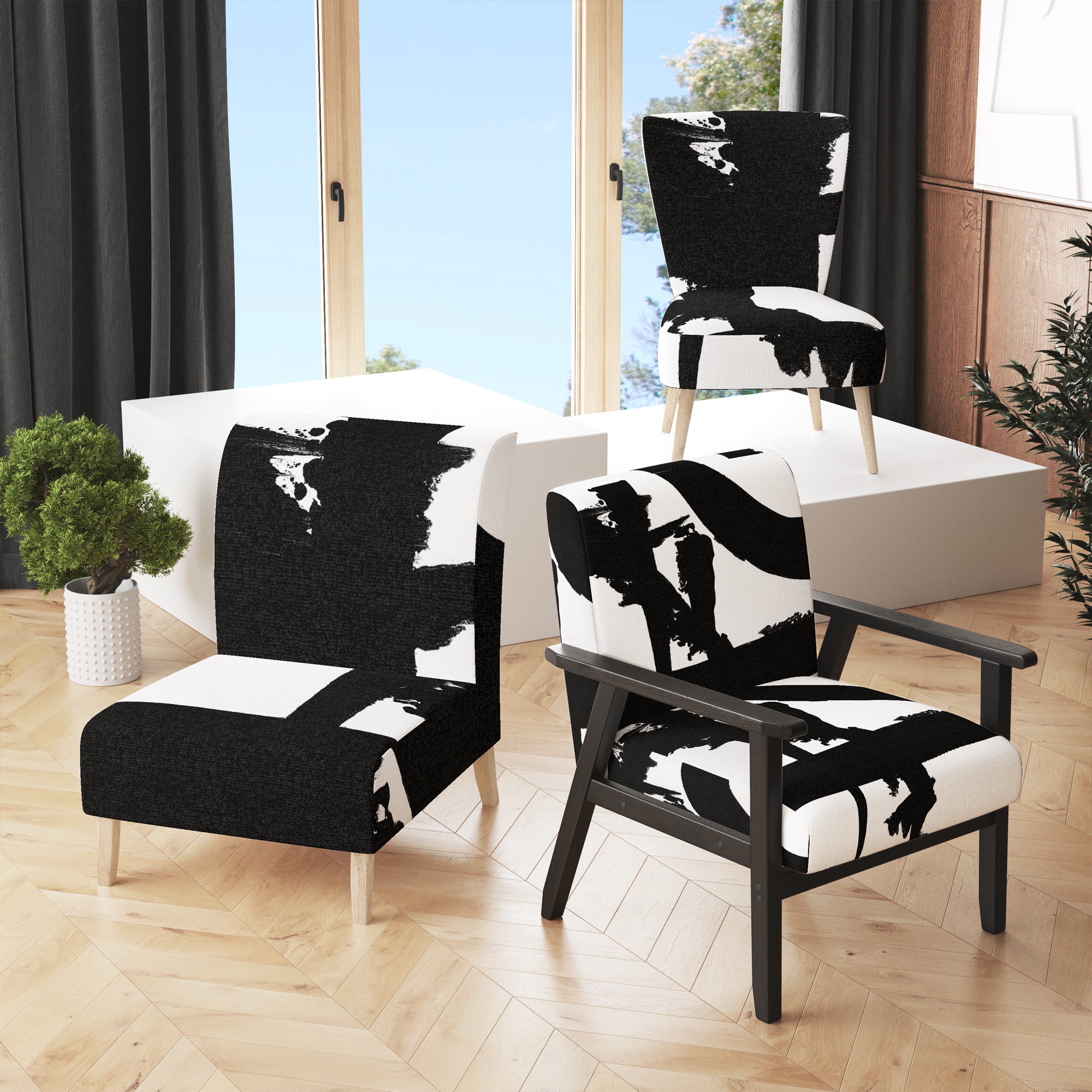 Black and white living room chairs deals