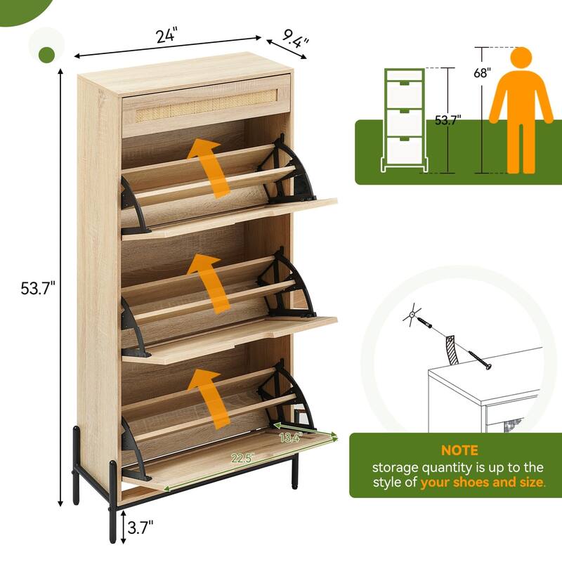 Ail Shoe Storage Cabinet Freestanding Adjustable Shoe Rack for Entryway