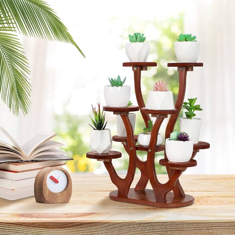 9 Pots Mini Succulent Stand Windowsill - 15.4 x 10.2 x 17.9 inches
