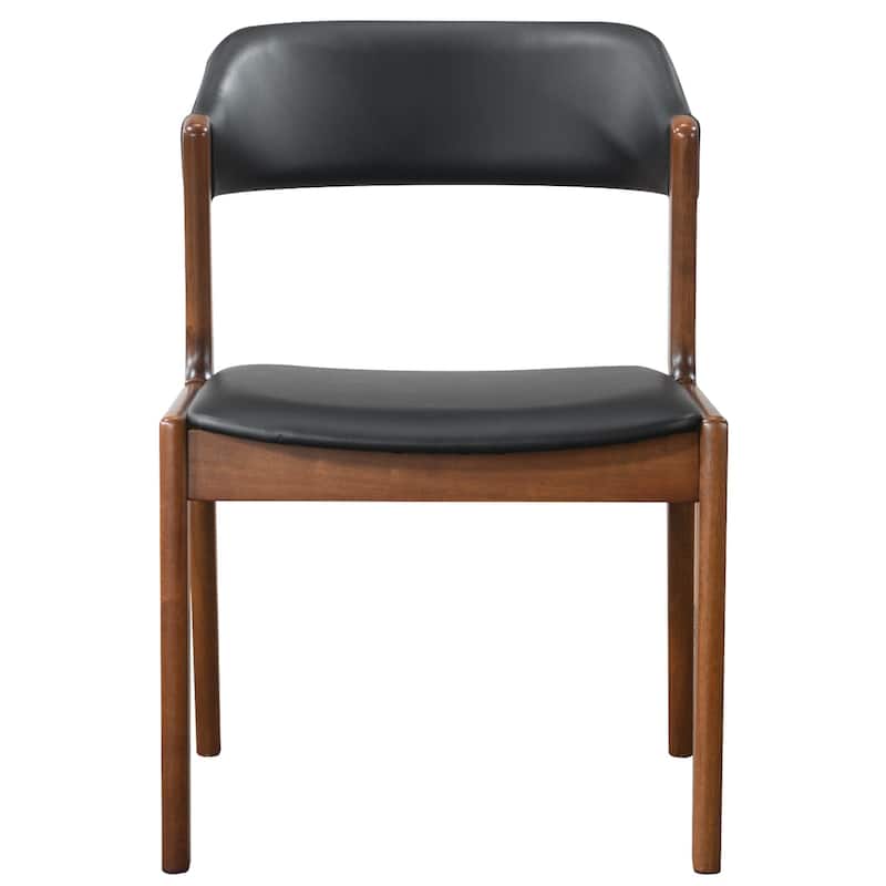 GDFStudio - Enzo Modern Mid-Century Dining Chair with Faux Leather Upholstery & Solid Wood Base, Set of 2 - 24.50"W