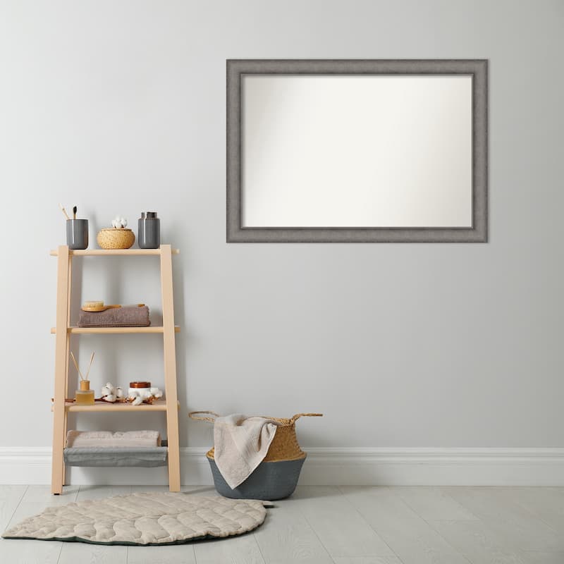 Burnished Concrete Non-Beveled Wood Framed Bathroom Vanity Wall Mirror - Burnished Concrete