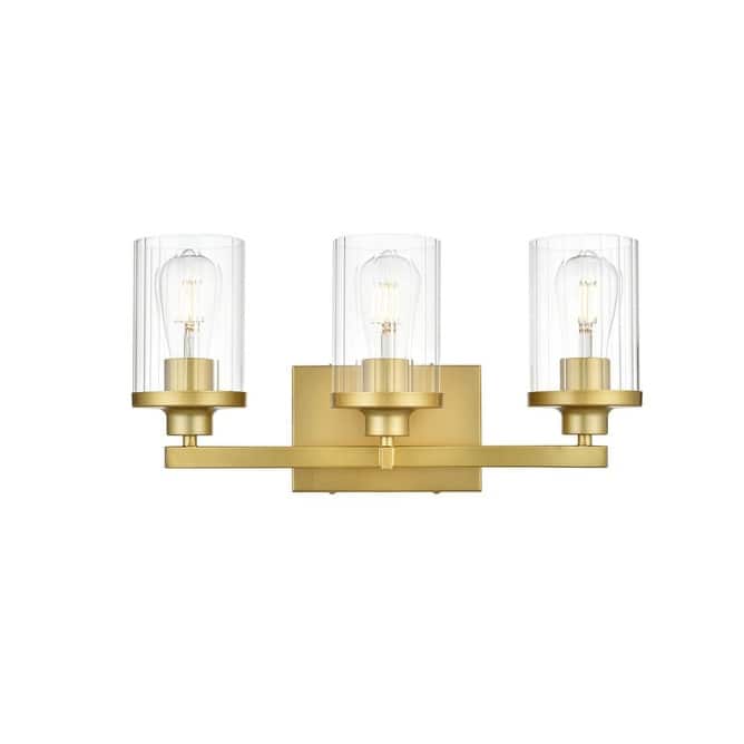 Elegant Lighting LD7316W18 Thane 3 Light 18" Wide Vanity Light - Brass / Clear