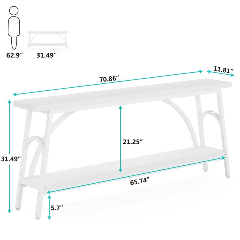 70.8”Sofa Tables, 2 Tier Extra Long Console Tables for Entryway