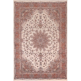 Shokan Area Rug Ivory Floral Kashan Turkish Area Rug Machine Made Carpet - 8'1