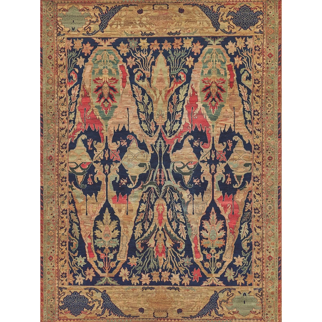 EXQUISITE RUGS Jurassic Hand-knotted New Zealand Wool Beige/Blue/Gold Area Rug.